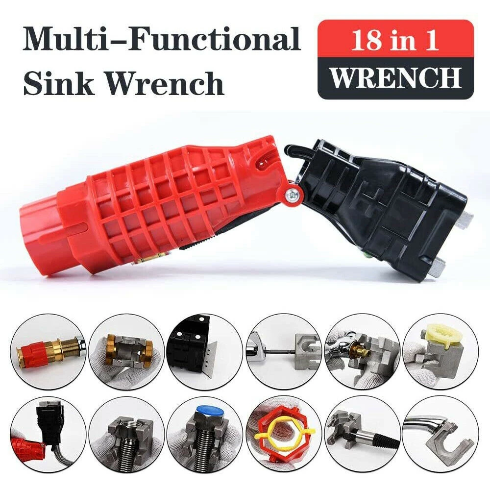 

18 in 1 Foldable Water Pipe Wrench Double End Basin Bottom Pliers Sleeve Bathroom Faucet Sink Installation and Maintenance Tool