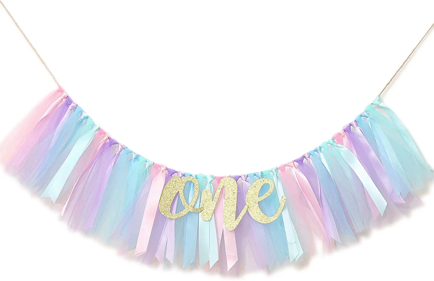 Baby Girl Banner for 1st Birthday - Highchair Banner for First Baby Shower Birthday Decoration Photo Prop Tulle Garland Banner