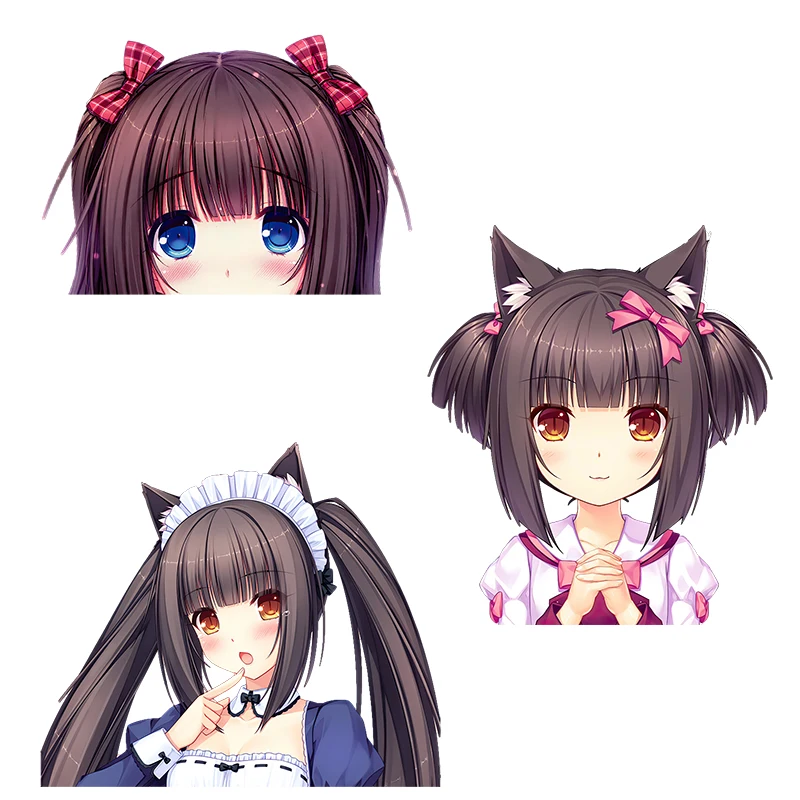 Three Ratels CA68 NEKOPARA_CHRONICLE Chocolate AZUKI cute cat ear girl Anime Decal on Wall Fridge car hood moto gift laptop