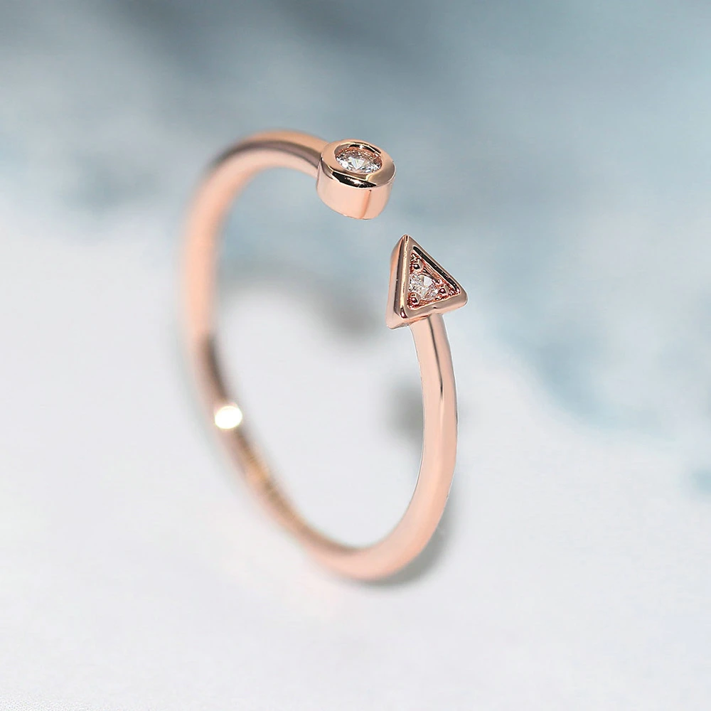 ZHOUYANG Dainty Ring For Women Girls Simple Geometric Arrow Rose Gold Color Open Finger Ring Daily Gifts Fashion Jewelry R922