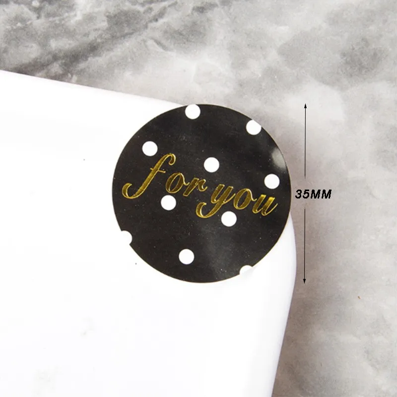 100pcs Vintage Creative Black Dots series Round Kraft paper Sticker for Handmade Products Gift seal sticker label