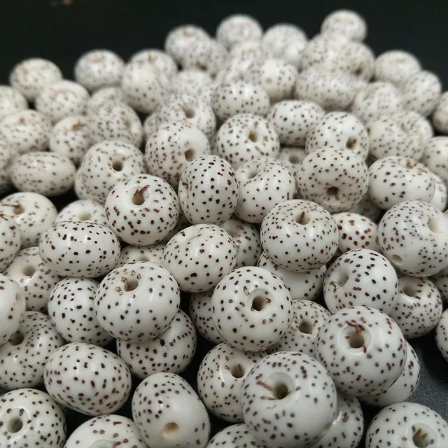 BRO901 Natural Original White Star Moon Lotus Bodhi Seeds Strand 108+6 Beads Apple Round Bead 8x6mm