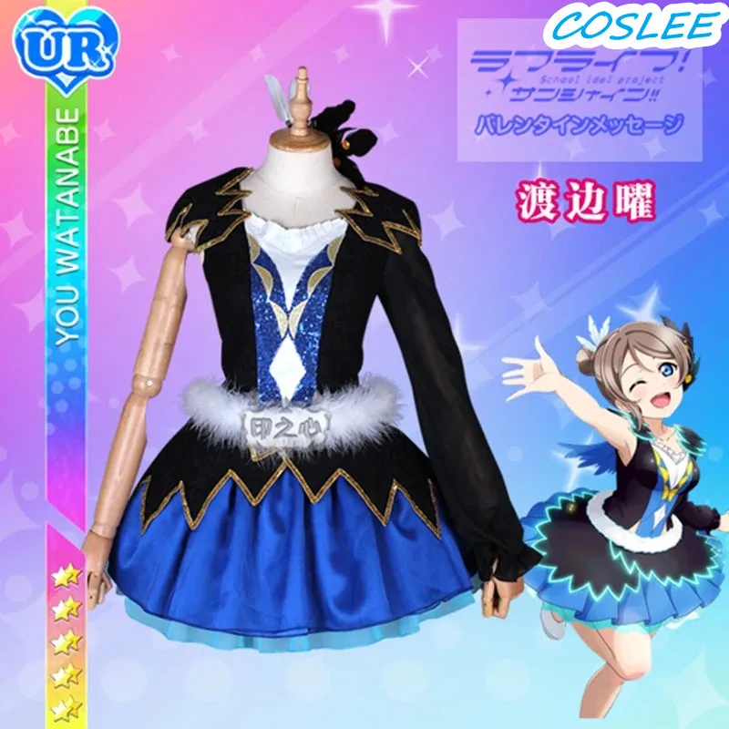 COSLEE Anime LoveLive Sunshine!Aqours Watanabe You Cosplay Costume Water Blue NEW World Uniform  For Halloween