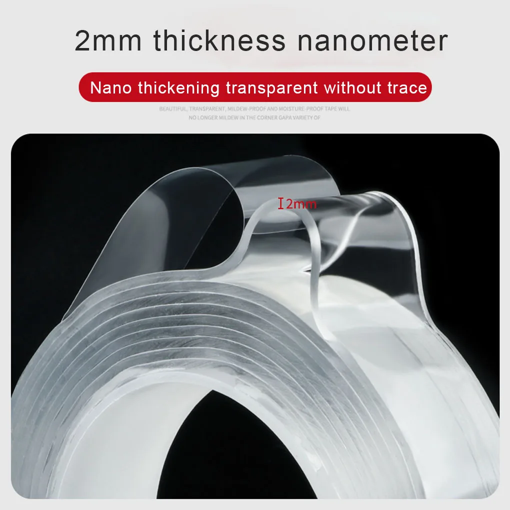 Washable Transparent Nano Tape Multipurpose Reusable Removable Traceless Clear Double-Sided Adhesive Strip