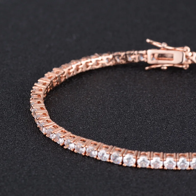 5mm/Piece Roman Bracelet 18K Gold Plated Jewelry Tennis Bracelet Women Zircon Female 7 inches with Box