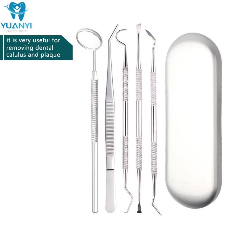 Inoxidável Tooth Cleaning Tool Set, Espelho Boca, Pinça, Sonda, Kit Dental, Oral Care, Dentista Cartoons