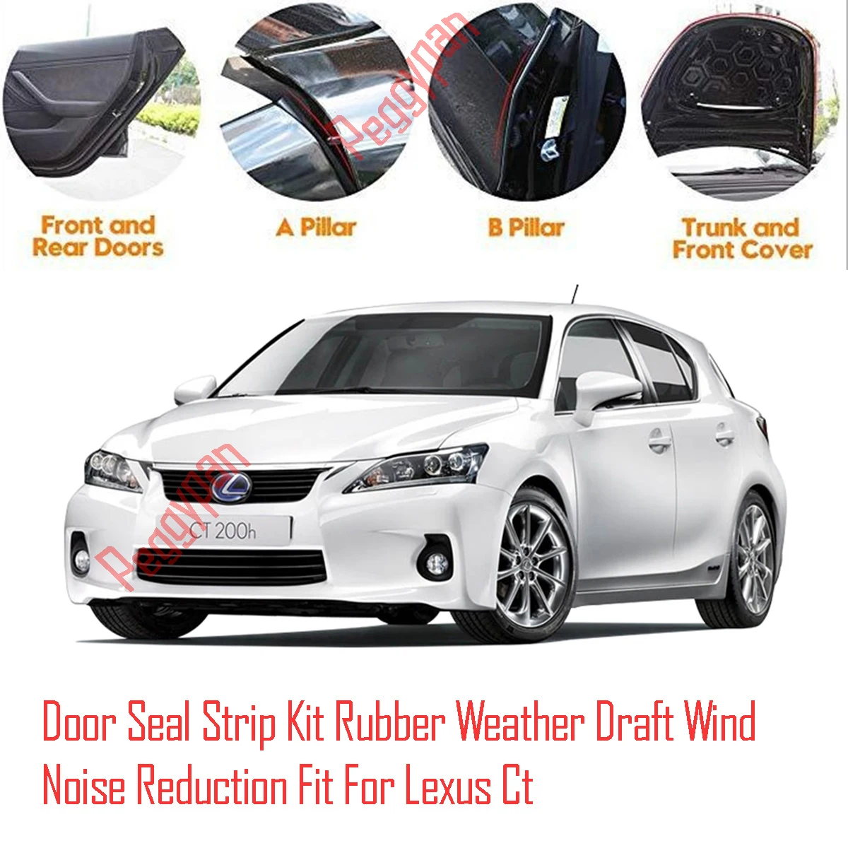 Door Seal Strip Kit Self Adhesive Window Engine Cover Soundproof Rubber Weather Draft Wind Noise Reduction Fit For Lexus Ct