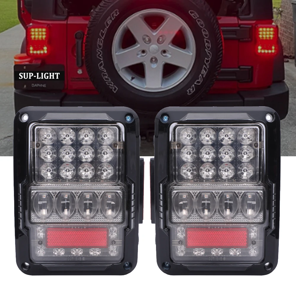 

DOT Emark E9 Approve LED Tail Lights With Daytime Running Light For Jeep Wrangler JK JKU 2007-2017 30W Rear Brake Reverse Light