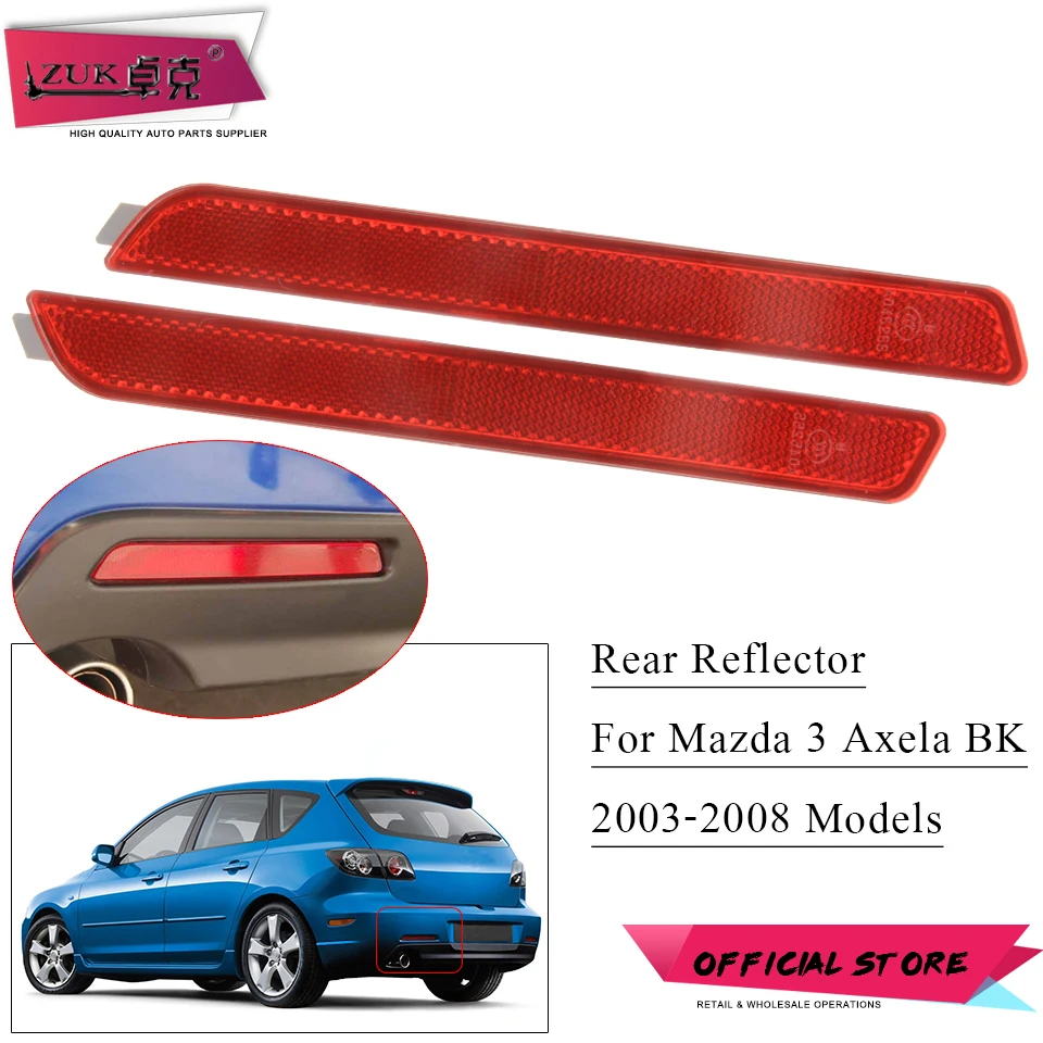 ZUK Rear Bumper Reflector Light For Mazda 3 M3 Axela Sport Sedan Hatchback 2004-2009 Garnish Trim Fog Lamp Foglight Foglamp