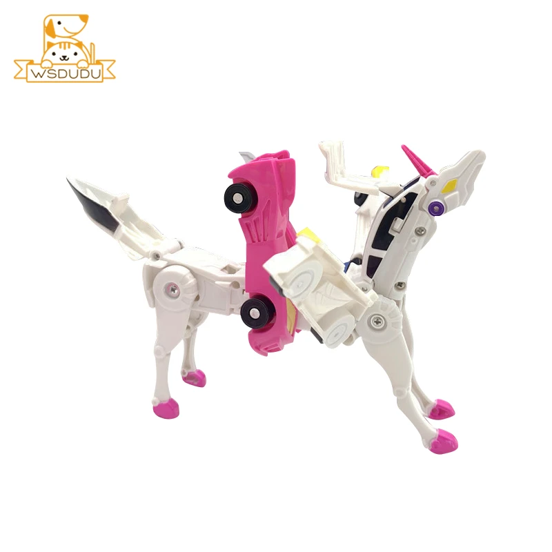 Figurines d\'action de voiture de dessin animé 2 en 1 pour enfants, jouet de modèle de transformation amusant, véhicule magnétique, cheval, Nairobi,