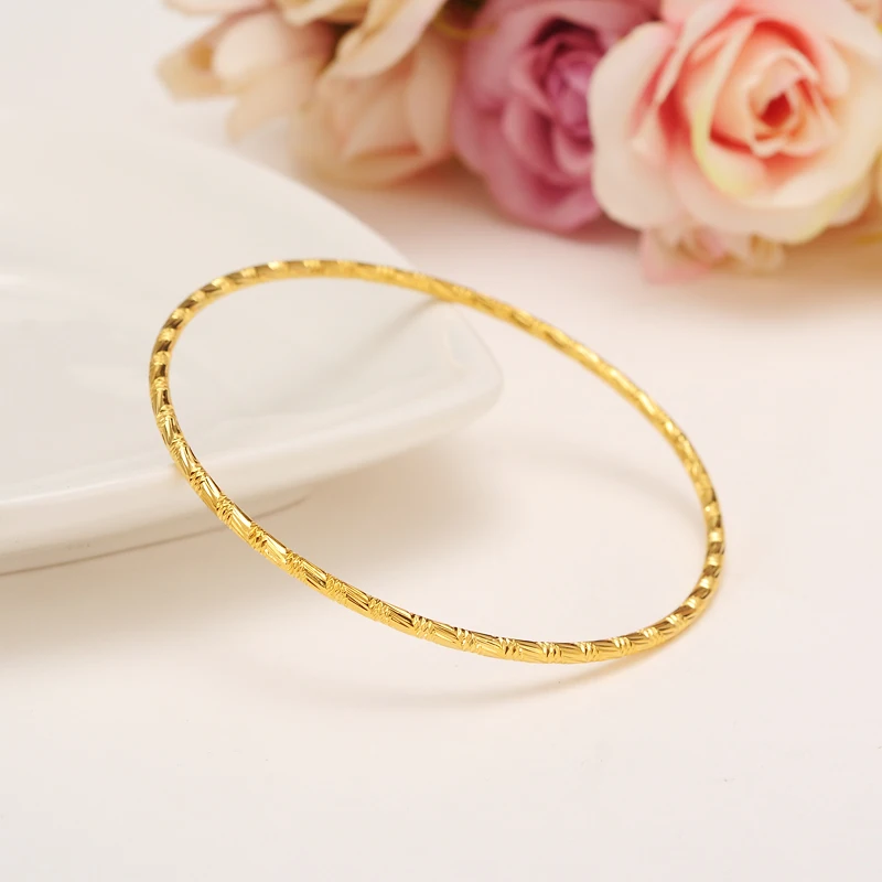 65mm 24K gold plated Bangles Ethiopian Africa Fashion Gold Color Bangles For Women African Bride Wedding Bracelet Jewelry Gifts