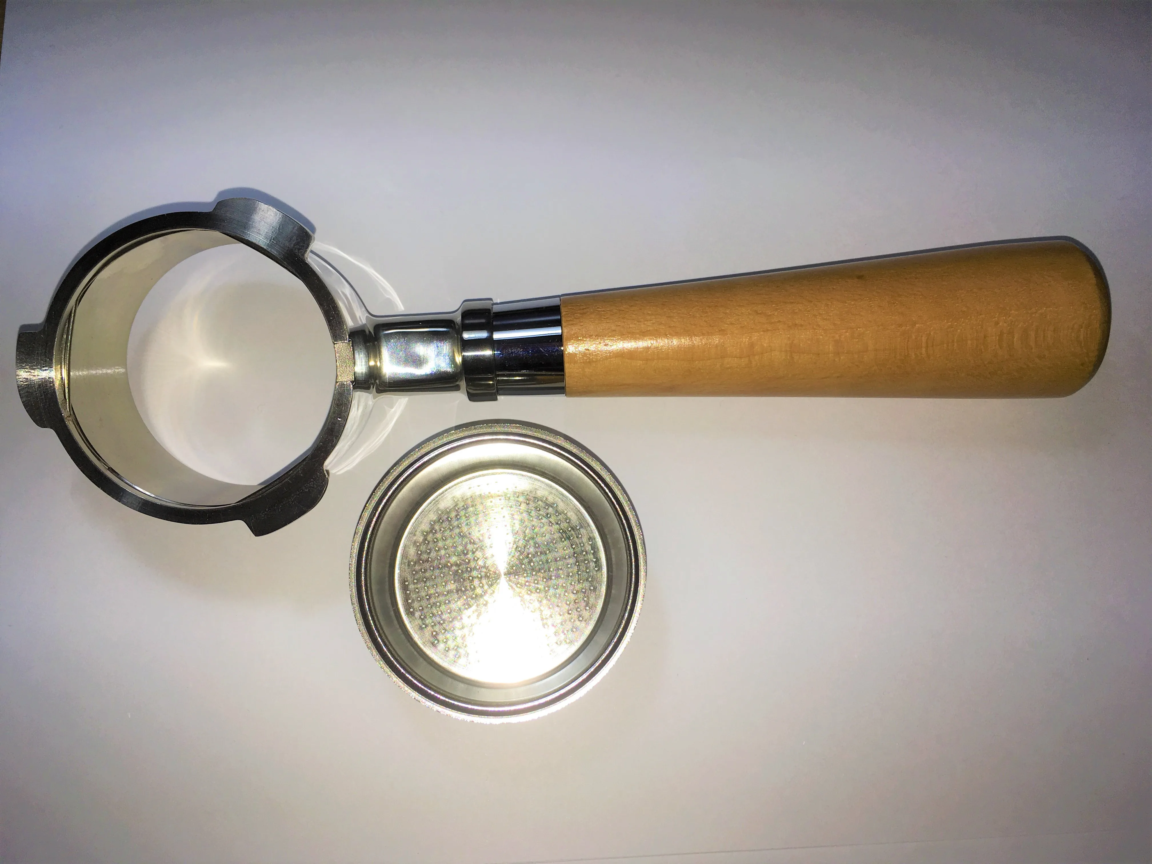 SUS304 Bottomless-Filter Holder Portafilter 51mm 15-20bar Espresso Coffee Wood Handle Inner 51mm