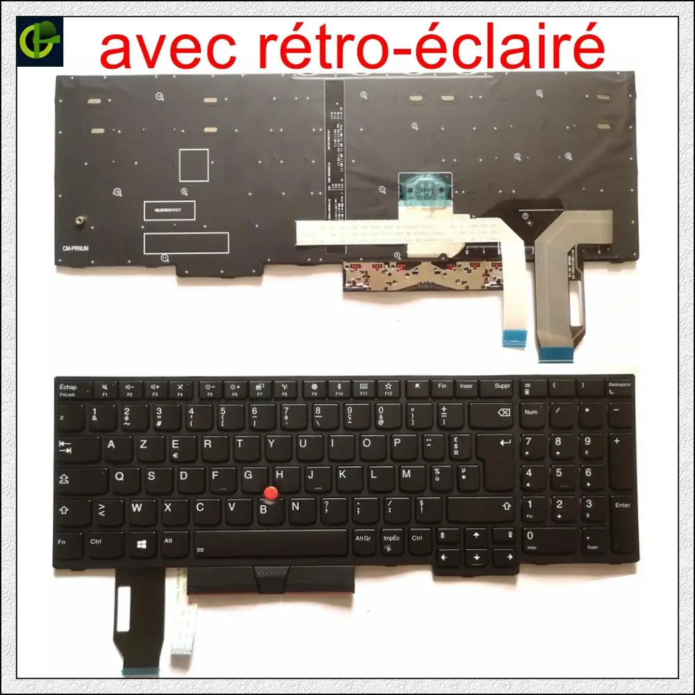 French Azerty Backlit Keyboard for Lenovo thinkpad E580 L580 L590 P52 P72 E590 E585 E595 T590 T15 P15S P53S 01YP680 01YP640 FR