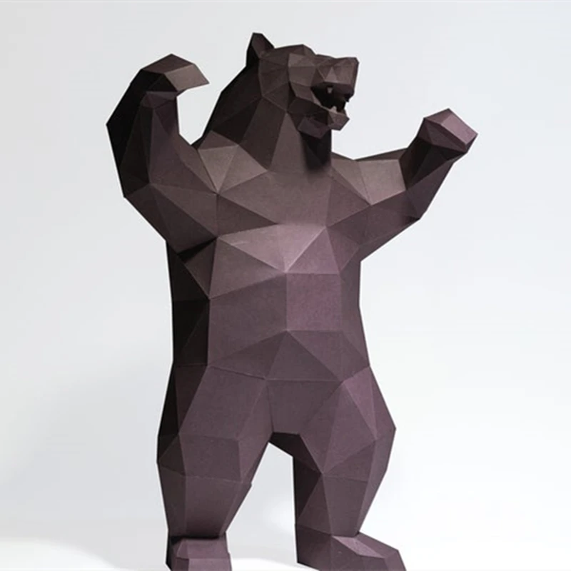 

Angry Bear Paper Craft Origami Low Poly Paper Model Sculpture Brown Bear Black Bear Home Decoration Ornaments Children's Gifts