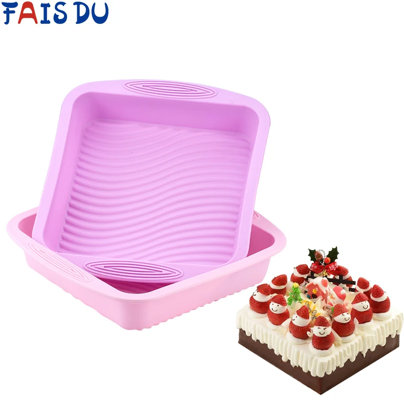 

DIY Random Color Square Food Grade Silicone Non-stick Cake Bread Toast Mould Wavy Bottom Easy Demold Cake Pan Baking Mould