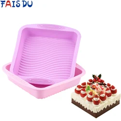 DIY Random Color Square Food Grade Silicone Non-stick Cake Bread Toast Mould Wavy Bottom Easy Demold Cake Pan Baking Mould