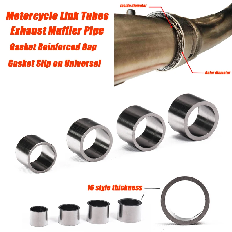 Motorcycle Link Tubes Exhaust Muffler Pipe Connect Interface Graphite Gasket Reinforced Gap Gasket Silp on Universal