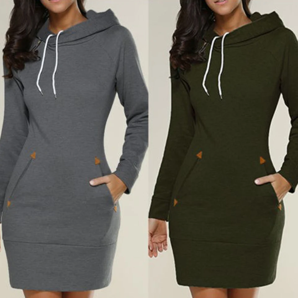 Extra Long Hoodie Plain Hooded Elegant Sweatshirt 4xl 5xl Big Size Mujer 2020 Cord Tunic Hoodies Dress Women Casual Wear