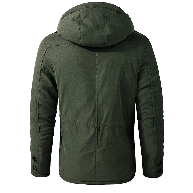 Chaqueta Gruesa de Invierno para Hombre, Forro Interior de Cachemira, Algodón Acolchado, Cortavientos Polar con Capucha, Parka para Nieve, Prendas de Vestir