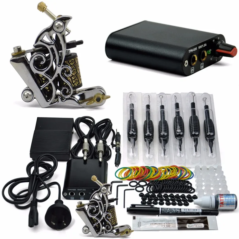 

Tattoo Kit Tattoo Machines Gun With Power Supply Tattoo Grips Body Art Tools Complete Tattoo Set Accessories Supplies