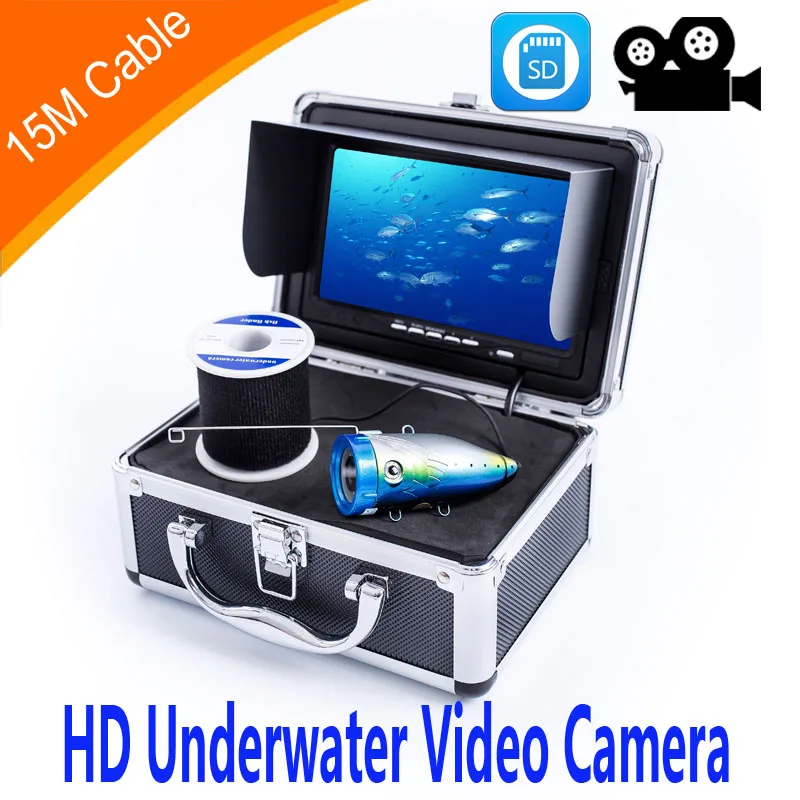 1000TVL HD Waterproof Underwater Fishing Video Camera 7 inch Monitor 1000tvl 12 LEDs Lights 15m Cable With Record DVR Function