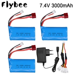 7.4V 3000MAH 18650 lipo Battery 20C 2S for Wltoys 10428 12428 12429 12423 Q46 RC Car Parts charger 7.4 V 3000 MAH battery