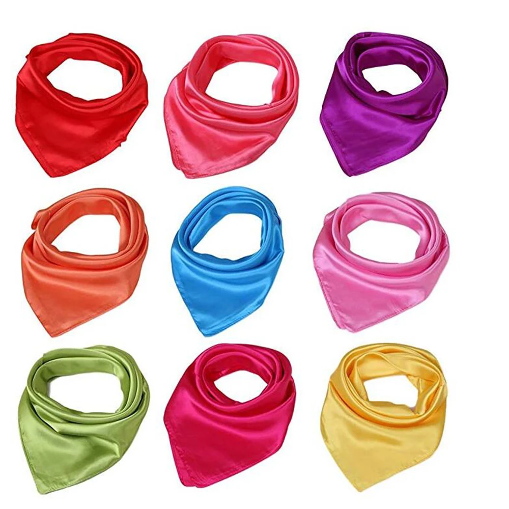 10 Pcs Lightweight Satin Square Scarf Dance Scarf Soft Silk Magic Scarves & Juggling Scarf For Women & Girls Dressing Up Party