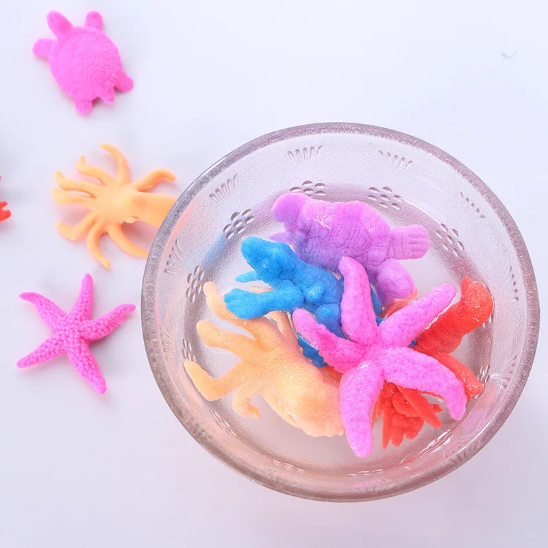 50PCS Neuheit wasser wachsen up ozean tier rose blume fisch für kind pädagogisches spielzeug kinder immagination lustige spielzeug freies verschiffen