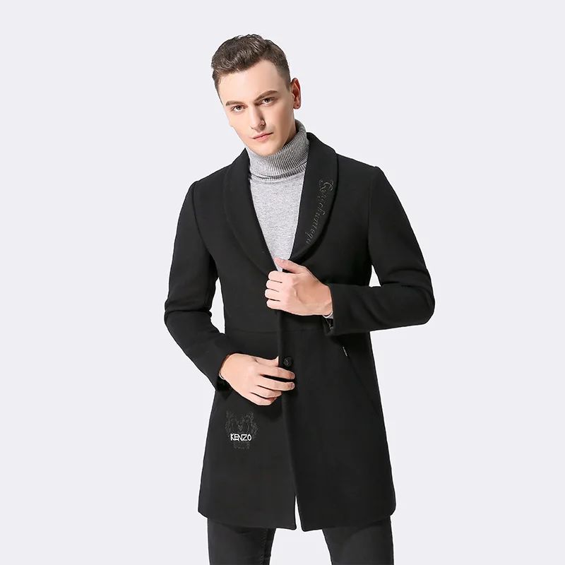 Men's Coat Black Woolen Coat Man 2020 Autumn Winter Jackets Fashion Korean Men's Jackets Overcoat Abrigo Hombre KJ258