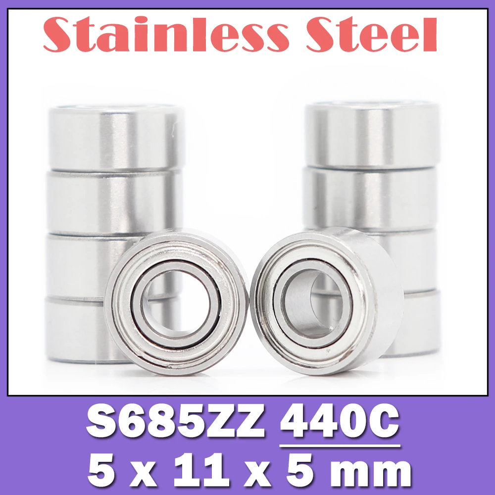 Roulements à billes en acier inoxydable S685ZZ, 5x11x5mm, 10 pièces, 440C, S685Z