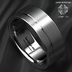 Titanium Color Brushed Tungsten Carbide Ring Stripe Bridal Band ATOP Men Jewelry