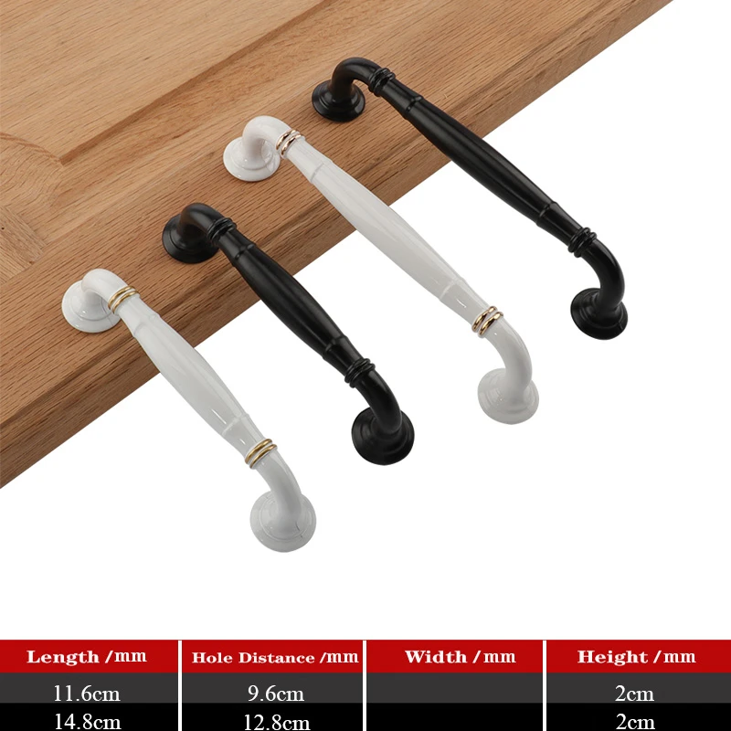 QVWN  American Style Black Cabinet Handles Solid Aluminum Alloy Kitchen Cupboard Pulls Drawer Knobs Furniture Handle Hardware