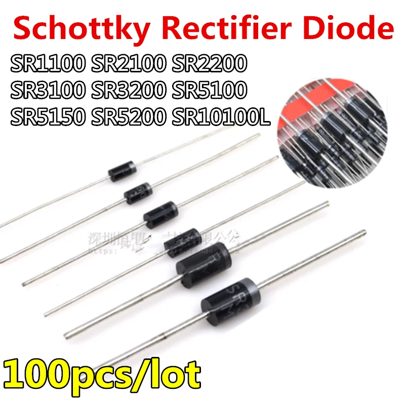 100pcs SR1100 SR2100 SB2100 SR2200 SR3100 SR3200 SR5100 SR5150 SR5200 SR10100L Schottky diode