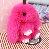 Cute Plush Bunny Keychain Women Fur Pom Pom Angel Rabbit Key Ring Hare Pompom Plush Dolls Toy Girls Bag Car Key Pendant 13cm