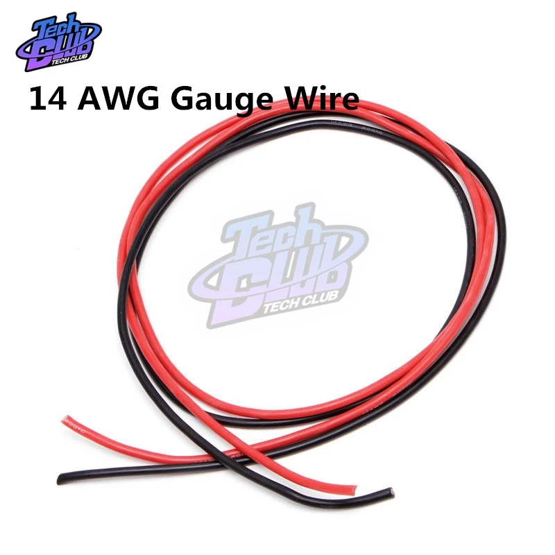 1Set 14 AWG Gauge Wire Flexible Silicone Stranded Copper Cables for RC 1M Black + 1M Red