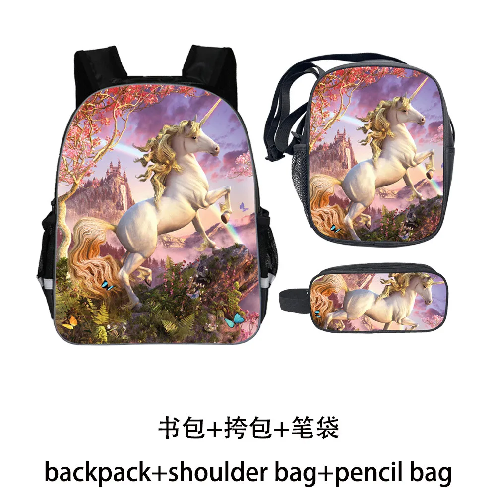 

Dinosaur Backpack Set Teenagers Boys Girls Toddler Unicorn Dog Kid School Book Bags Men Women Rock Mochila Bolsa