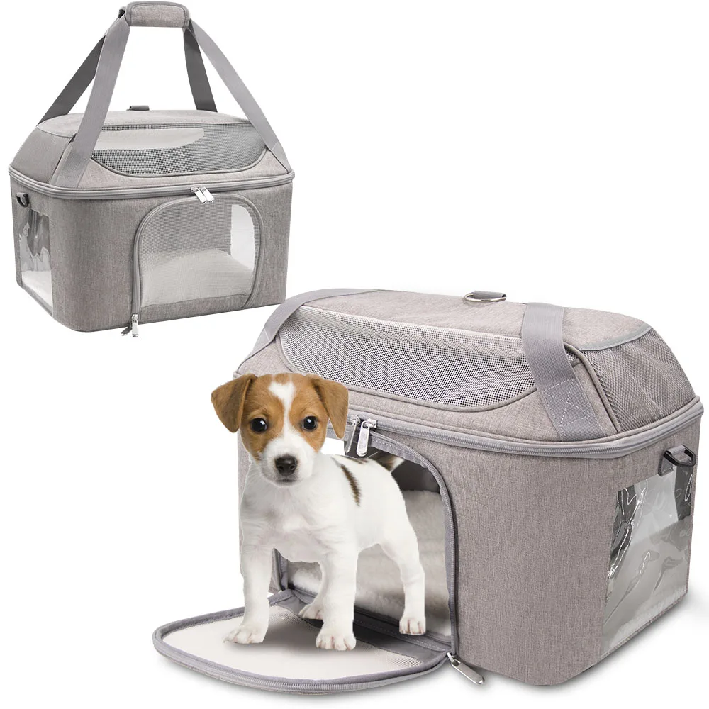 Imagem -02 - Airline Aprovado Carrier Bolsa para Cães Pequenos e Gatos Respirável Pet Mochila Portátil Dobrável Transporte Viagem Outgoing