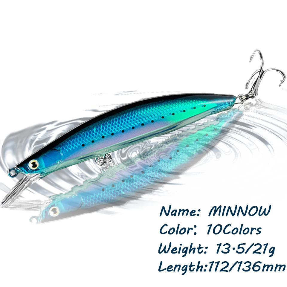 GOBYGO 1PCS 112mm/13.5g Minnow Fishing Lure Luminous Bait Floating Water Bait Wobblers 3D Eyes Artificial Bait Bass Fishing