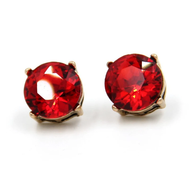 Vintage Jewelry Modern&Minimalism Female Retro Alloy Many Sections Glass Dot Stud Earrings