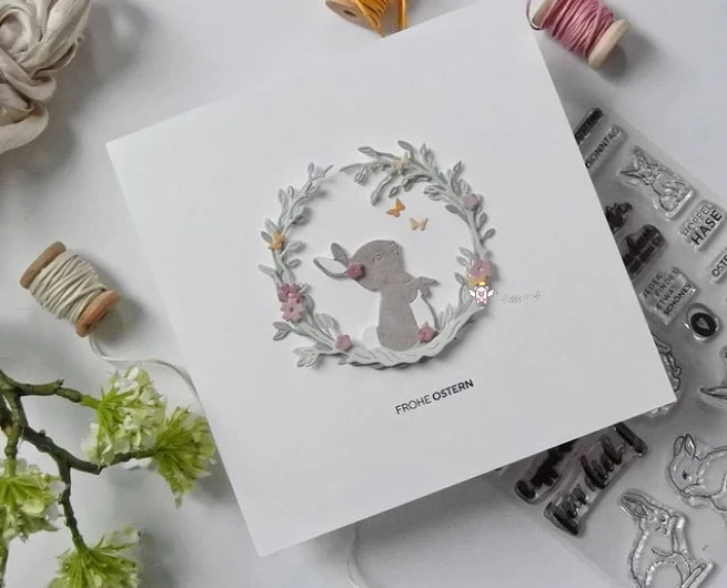 Piggy Craft wykrojniki do metalu foremki do wycinania formy Bunny flower pierścionek w kształcie liści księga gości papierowe rzemiosło forma do noża podkładki chroniące przed uderzeniami ostrzy umiera