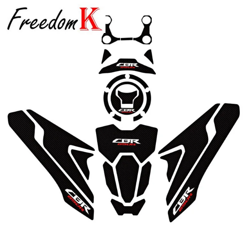 Motorcycle Carbon Fiber Oil Tank Pad Sticker Decals Pad Side Gas Knee Grip Protector For CB650R CBR650R CB 650R CBR 650R