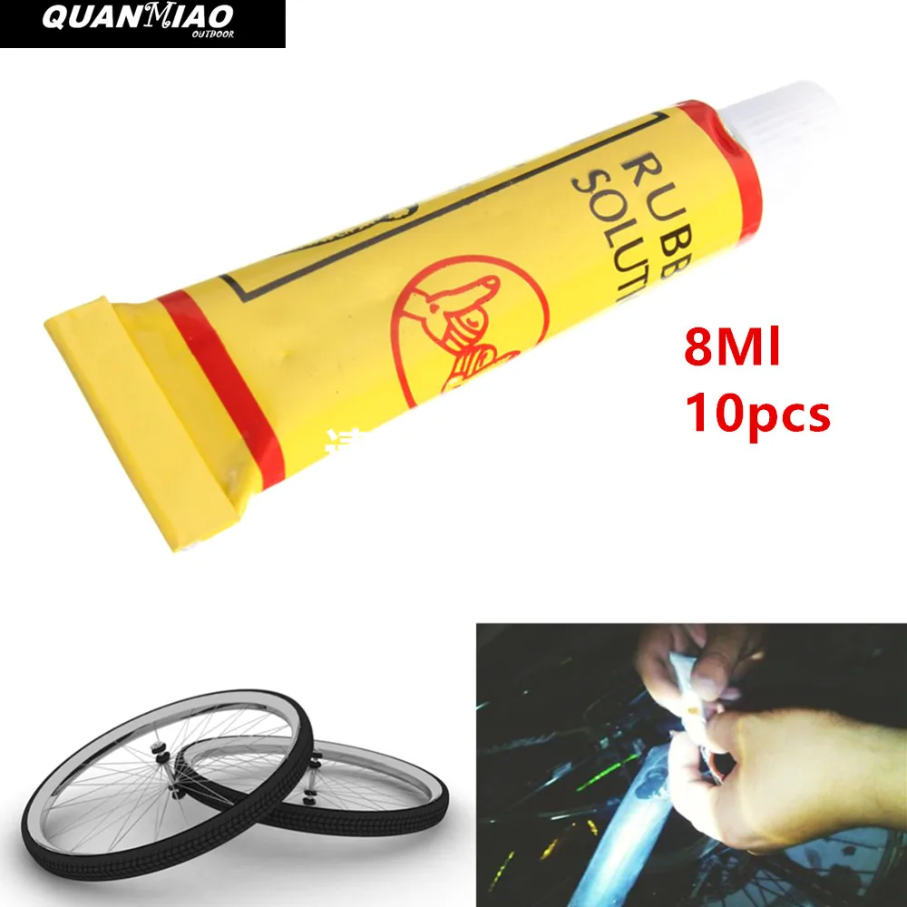 10pcs/Lot 8ML  Bike Tire Patch Bicycle Tire Repair Road Mountain Bike Tyre Inner Tube Puncture Repair Rubber Cement Cold Glue