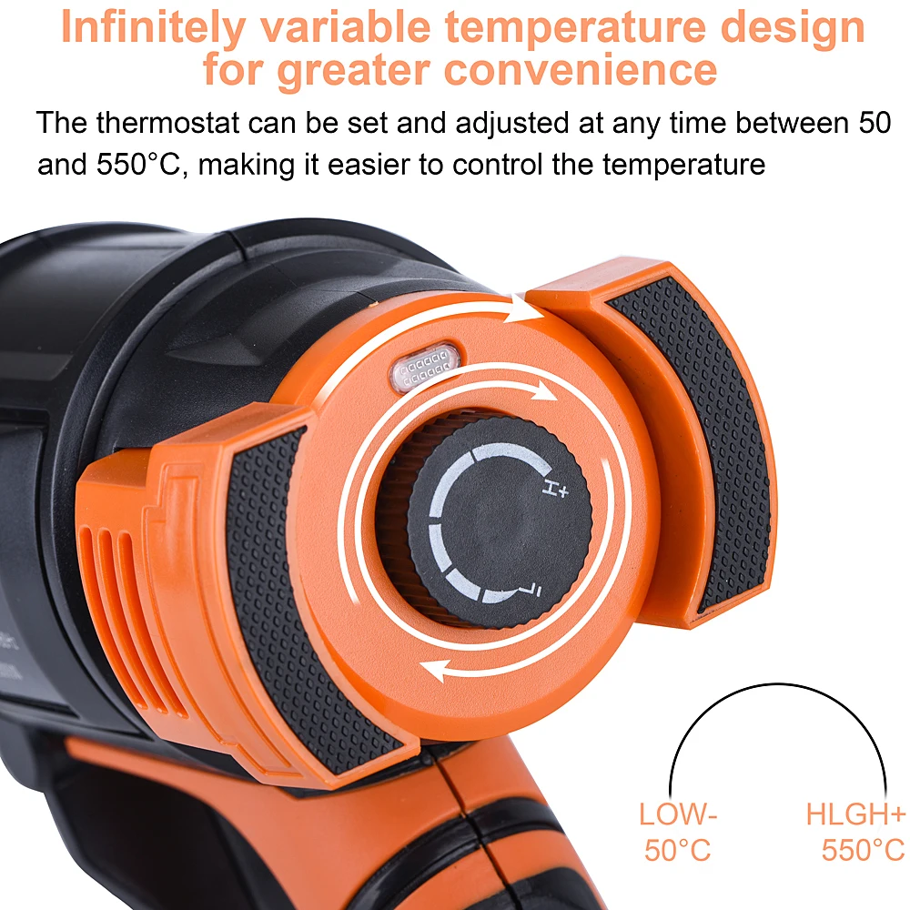 Jcd ปืนลมร้อน2000W 50 ℃-550 ℃ ปืนความร้อนการตั้งค่าอุณหภูมิคู่ป้องกันการโอเวอร์โหลดสำหรับห่อหด/การกำจัดสีท่อ