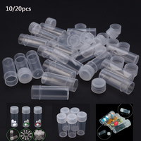 10/20Pcs 5ml Plastic Sample Bottle Small Bottle Test Tube Mini Bottles Storage Containers White Refillable Bottle  Make Up Jar