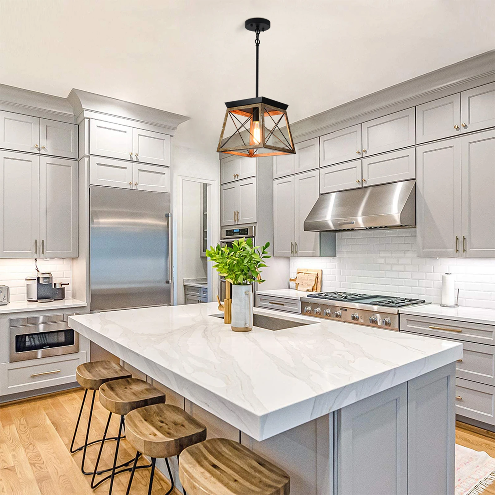 Ganeed lampu gantung kayu Pastoral industri angin Negara untuk lampu depan tunggal lampu dapur restoran kafe Bar kreativitas konter