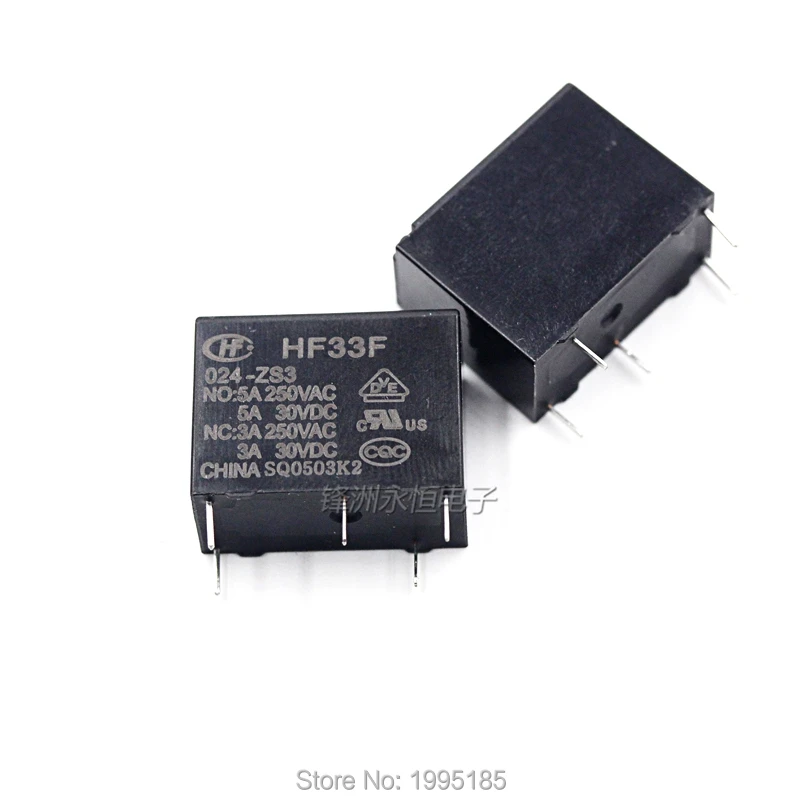 1Pcs JZC HF 33F-005-ZS3 33F-012-ZS3 33F-024-ZS3 5V,12V,24V 5-pin 5A 250VAC HongFa Relay