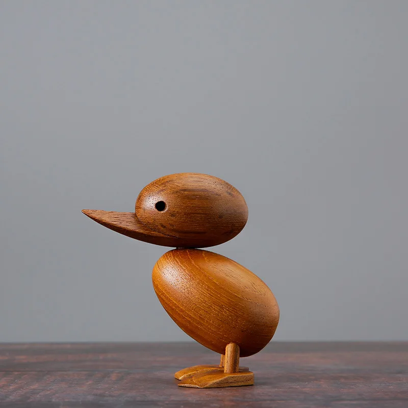 [HHT] High-end Wooden Teak Ducks Ornaments Cute Animals Decoration Ducks Solid Wood Crafts Home Decor Creative Holiday Gifts