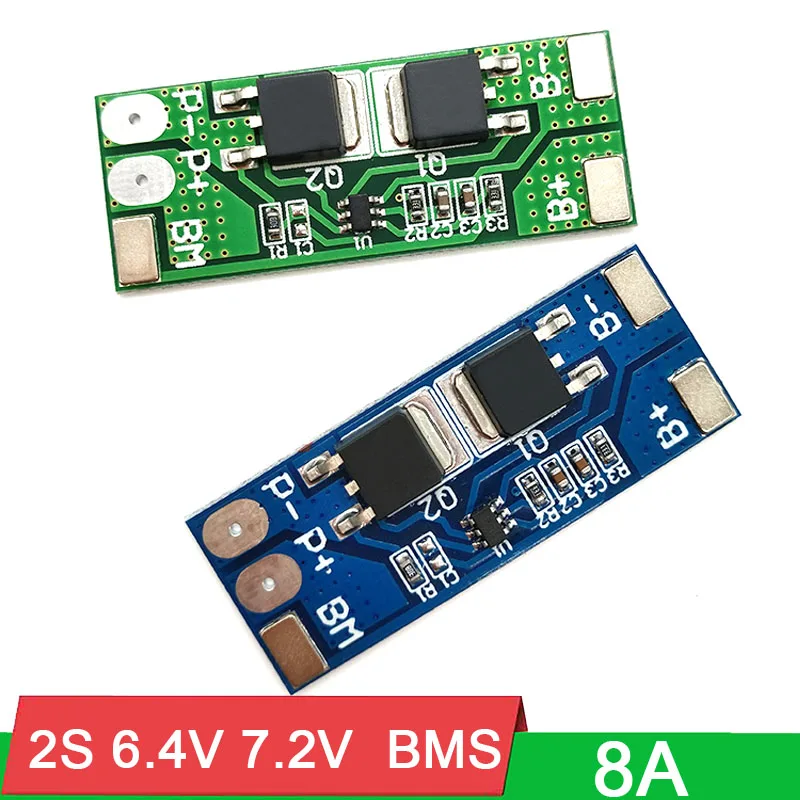 2S 8A Lifepo4 6.4v 7.2V 18650 li-ion BMS PCM 10A Peak current Lithium battery protection board bms pcm 2 cell pack