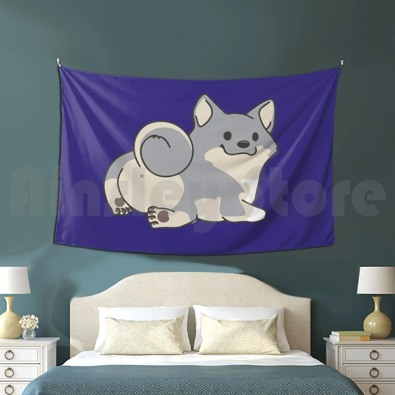 Tapestry Swedish Vallhund Bum-Gray Tail 2951 Swedish Vallhund Dog Sv Swedish Ca…
