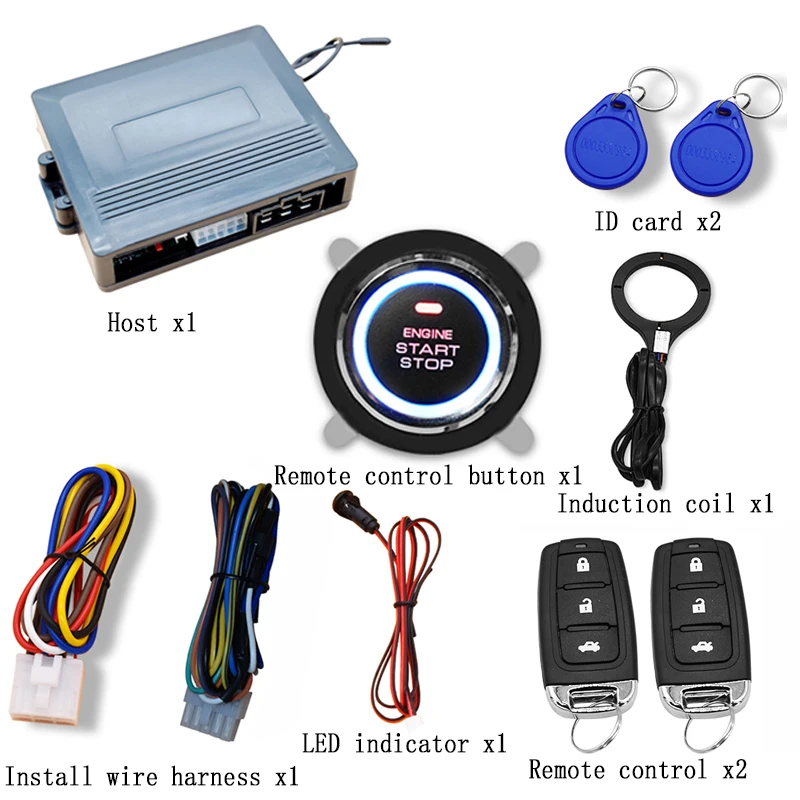 Car RFID one key start, remote control entry system, audible and visual reminder, remote control to open the trunk